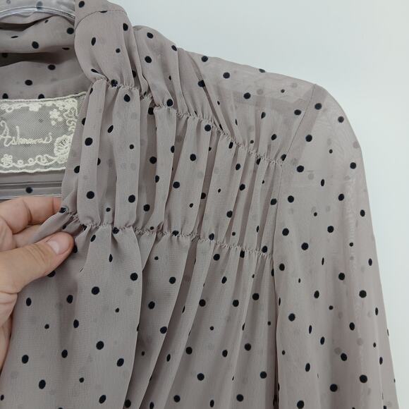 AsKnowAs Sheer Velour Polka Dot Wrap Dress Womens SM Retro Romantic Whimsy - Picture 5 of 11